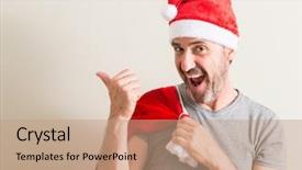  Presentation with christmas at the movies - Theme having senior man wearing christmas santa background and a coral colored foreground