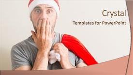  Presentation with santa - PPT theme with senior man wearing christmas santa background and a sky blue colored foreground