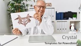  Presentation with clinic - PPT theme consisting of senior-man-wearing-doctor-uniform background and a light gray colored foreground