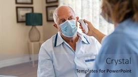  Presentation with face mask - Presentation consisting of senior-man-wearing-face-mask background and a light blue colored foreground