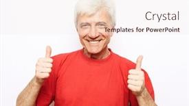  Presentation with camera - Beautiful PPT layouts featuring senior-man-wearing-red-t backdrop and a sky blue colored foreground