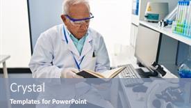  Presentation with scientist - Slide set featuring senior-man-wearing-scientist-uniform background and a seafoam green colored foreground