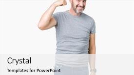  Presentation with great idea - Slide deck featuring senior man wearing sport cap background and a white colored foreground