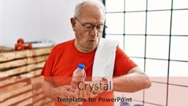  Presentation with sportswear - Presentation theme consisting of senior-man-wearing-sportswear background and a red colored foreground