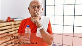  Presentation with towel for uk market - Theme featuring senior-man-wearing-sportswear background and a red colored foreground