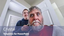  Presentation with haircut - Amazing presentation theme having senior-man-with-a-beard backdrop and a ocean colored foreground