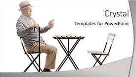  Presentation with greeiting show man - Amazing slide set having senior man with a cane backdrop and a white colored foreground