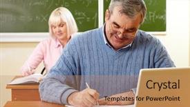  Presentation with task - Presentation design featuring vintage cork from wine bottle and glass on the old wood floor background and a sky blue colored foreground