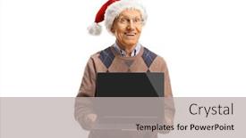  Presentation with white christmas - Slide set having senior-man-with-a-christmas background and a light gray colored foreground