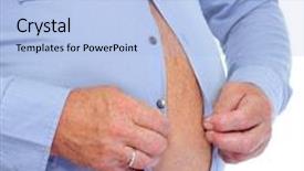  Presentation with obesity - Slide deck featuring exersice - senior man with big fat background and a light blue colored foreground