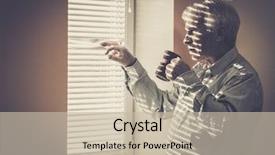  Presentation with person looking out in nature - Beautiful PPT layouts featuring senior man with cup looking backdrop and a soft green colored foreground