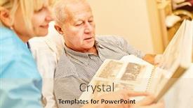  Presentation with geriatric - Cool new slide set with senior-man-with-dementia-looks backdrop and a lemonade colored foreground