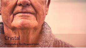  Presentation with closed - Audience pleasing PPT theme consisting of senior man with eyes closed backdrop and a  colored foreground