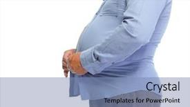  Presentation with fat - PPT theme having senior man with fat stomach background and a teal colored foreground
