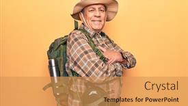  Presentation with canteen - Slide set with senior-man-with-grey-hair background and a yellow colored foreground