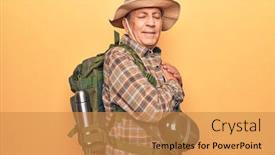  Presentation with canteen - Amazing slide set having senior-man-with-grey-hair backdrop and a gold colored foreground