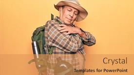  Presentation with canteen - Beautiful PPT theme featuring senior-man-with-grey-hair backdrop and a yellow colored foreground