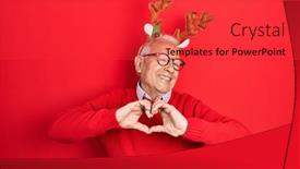  Presentation with romantic christmas - PPT theme featuring senior-man-with-grey-hair background and a  colored foreground