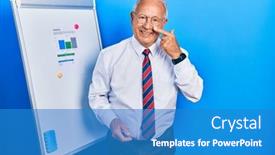  Presentation with hair - Presentation theme consisting of senior-man-with-grey-hair background and a  colored foreground