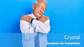  Presentation with self love - Presentation design consisting of senior-man-with-grey-hair background and a  colored foreground