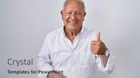  Presentation with hair - Slide set featuring senior-man-with-grey-hair background and a light gray colored foreground