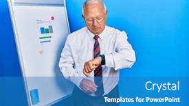  Presentation with hair - Presentation design having senior-man-with-grey-hair background and a  colored foreground