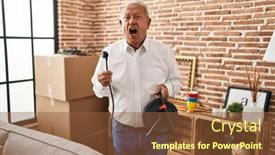  Presentation with hair - Theme enhanced with senior-man-with-grey-hair background and a tawny brown colored foreground