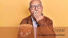  Presentation with hair - Presentation featuring senior-man-with-grey-hair background and a red colored foreground