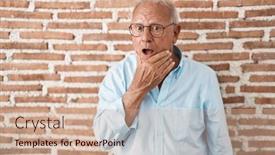  Presentation with hair - PPT theme with senior-man-with-grey-hair background and a coral colored foreground