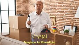  Presentation with hair - Presentation theme featuring senior-man-with-grey-hair background and a tawny brown colored foreground