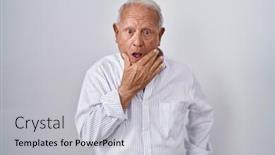  Presentation with hair - Slide set featuring senior-man-with-grey-hair background and a light gray colored foreground