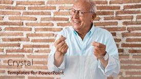  Presentation with hair - Presentation theme having senior-man-with-grey-hair background and a coral colored foreground