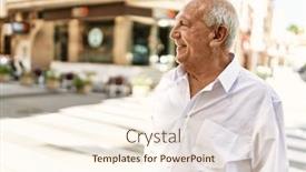  Presentation with happy retirement - Presentation theme consisting of senior-man-with-grey-hair background and a cream colored foreground