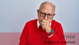  Presentation with senior care - Theme consisting of senior-man-with-grey-hair background and a crimson colored foreground