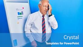  Presentation with face pain - Slide deck enhanced with senior-man-with-grey-hair background and a teal colored foreground