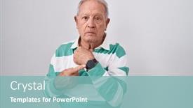  Presentation with hair - Presentation theme enhanced with senior-man-with-grey-hair background and a seafoam green colored foreground