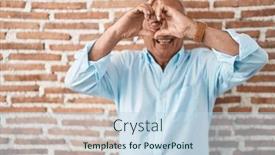  Presentation with shape heart - Presentation design featuring senior-man-with-grey-hair background and a sky blue colored foreground