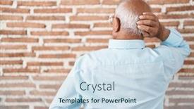  Presentation with hair - Slide deck having senior-man-with-grey-hair background and a sky blue colored foreground