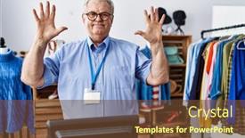  Presentation with boutique - Presentation enhanced with senior-man-with-grey-hair background and a  colored foreground