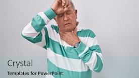  Presentation with flu virus - Presentation theme enhanced with senior-man-with-grey-hair background and a light blue colored foreground