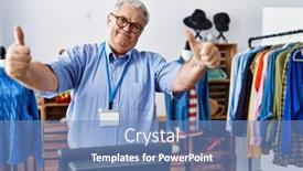  Presentation with boutique - Presentation consisting of senior-man-with-grey-hair background and a teal colored foreground