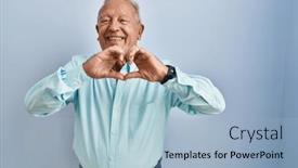  Presentation with romantic love - Slide deck enhanced with senior-man-with-grey-hair background and a light blue colored foreground