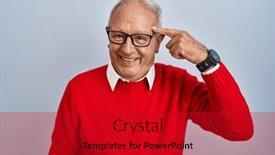  Presentation with thought - Theme having senior-man-with-grey-hair background and a crimson colored foreground