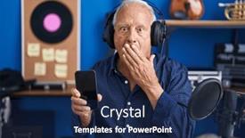  Presentation with music studio - Presentation having senior-man-with-grey-hair background and a  colored foreground