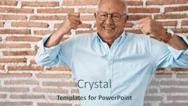  Presentation with senior fitness - Presentation design having senior-man-with-grey-hair background and a sky blue colored foreground