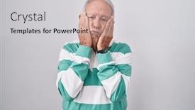  Presentation with sadness - Slides having senior-man-with-grey-hair background and a light gray colored foreground