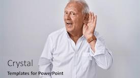  Presentation with hearing - Presentation enhanced with senior-man-with-grey-hair background and a light gray colored foreground