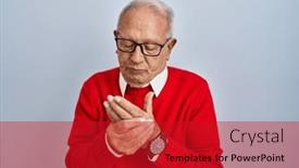  Presentation with inflammation - PPT theme having senior-man-with-grey-hair background and a crimson colored foreground