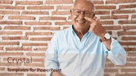  Presentation with hair - Presentation theme with senior-man-with-grey-hair background and a coral colored foreground