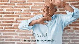  Presentation with bricks - PPT layouts featuring senior-man-with-grey-hair background and a sky blue colored foreground